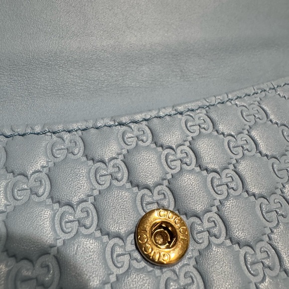 Gucci Light Blue Embossed Leather Wallet - Picture 3 of 8